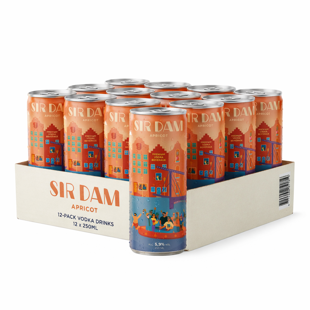 Sir Dam Apricot Vodka Blikjes — (12 x 250ml)
