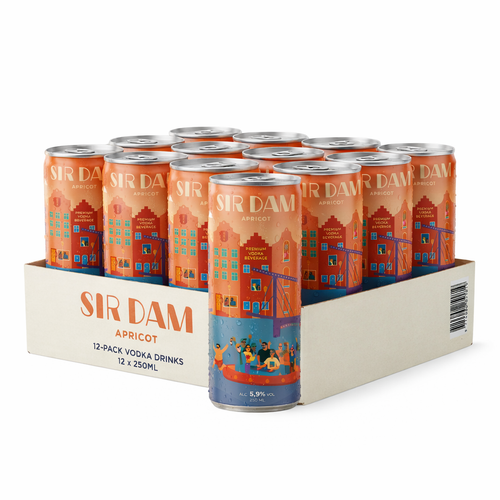 Sir Dam Apricot Vodka Blikjes — (12 x 250ml)